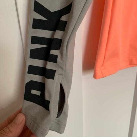VS PINK Ultimate Deep Zip Coral Pink Pullover Small - Picture 3 of 5